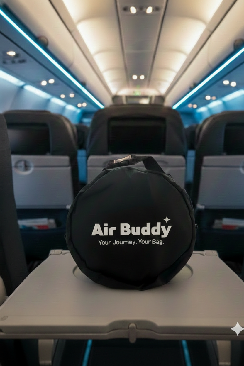 Air Buddy travel pouch with clear logo